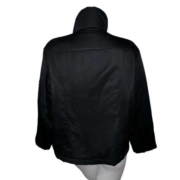 CHICO'S Jacket Size L (2) Black Polyester Puffer Zip Pocket Zippered Coat - Picture 6 of 7